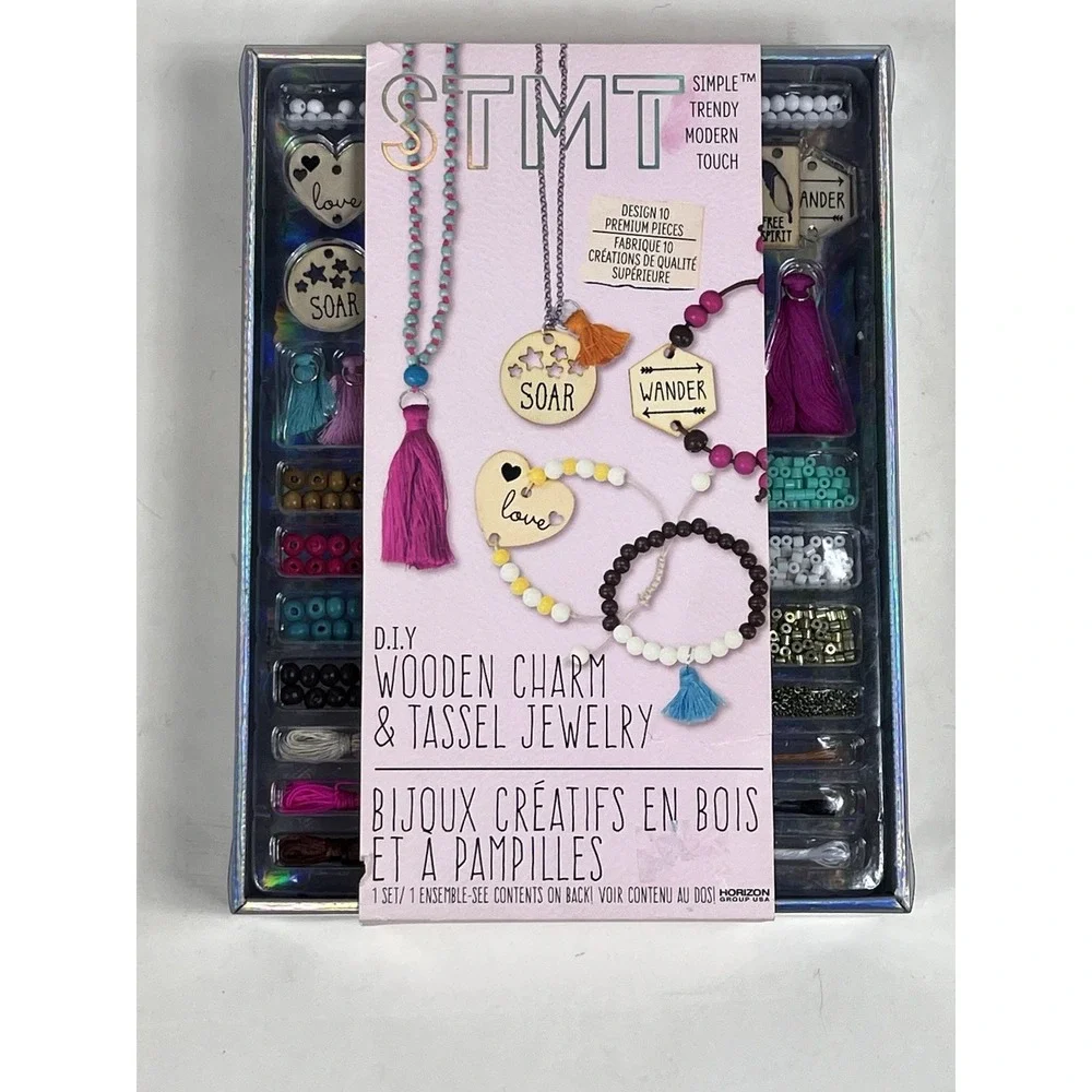 STMT D.I.Y. Wooden Charm & Tassel Jewelry Making Kit for Teens Brand New Craft